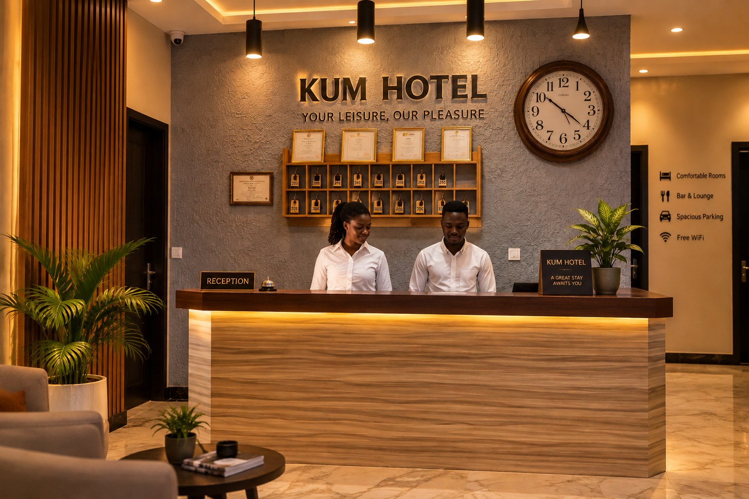 KUM Hotel reception and waiting area